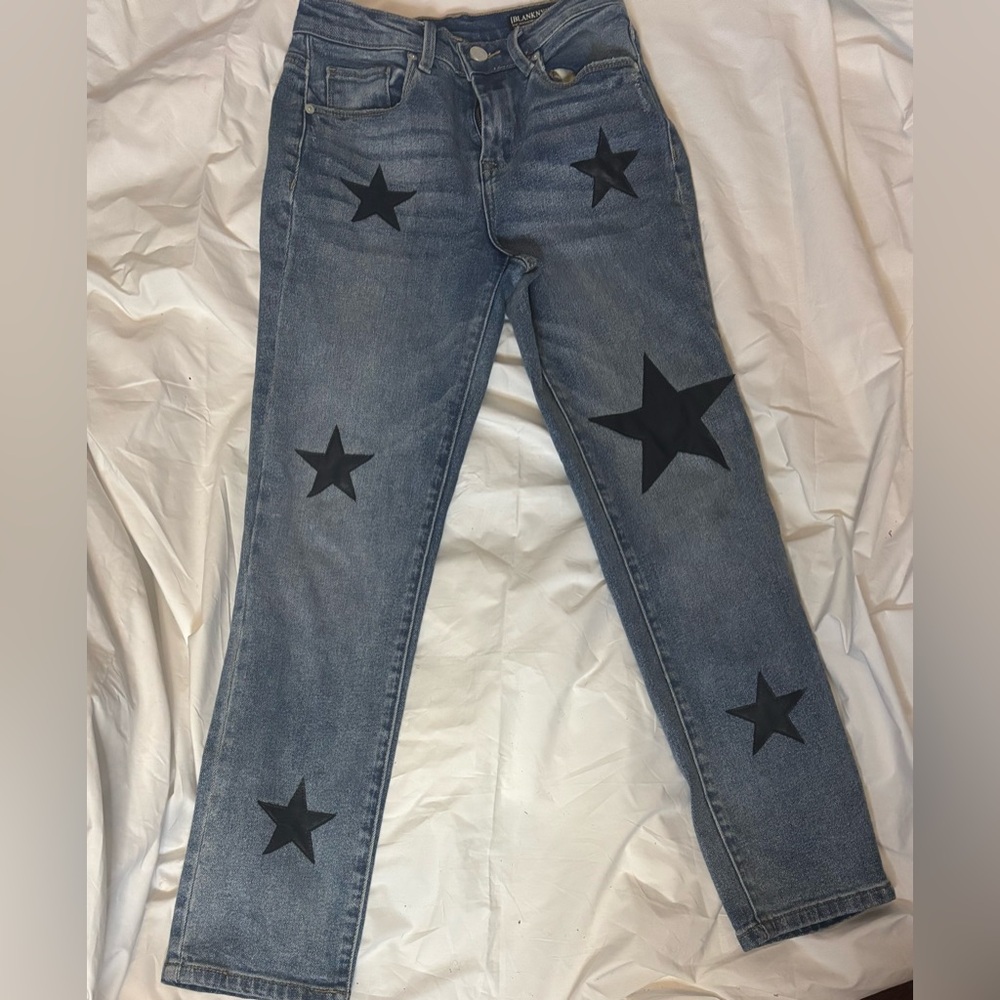 Blank NYC Blue Jeans with Black Star Details
